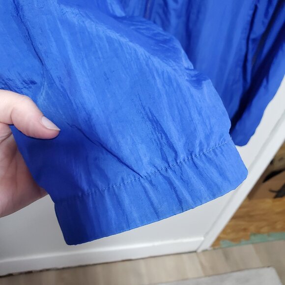 ADIDAS Vintage 90s Windbreaker Track Jacket Coat Nylon 3 Stripes Blue Mens Large - Picture 3 of 16